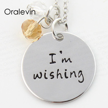 Wholesale I AM WISHING Charms Necklace Lover Gift Jewelry 10Pcs/Lot,#LN273 2024 - buy cheap