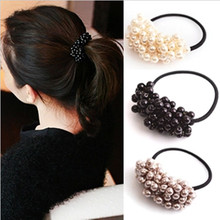 Acessórios para o cabelo feminino pérolas grânulos barrettes headbands titular meninas do vintage elástico faixas de cabelo de borracha corda headdress 2024 - compre barato