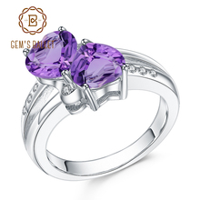 Женские Балетные кольца gemb's 2.39Ct, натуральный аметистовый драгоченный камень, кольца с двойными сердечками из серебра, обручальные кольца для женщин, ювелирные изделия 2024 - купить недорого