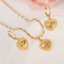 gold Necklace Earring Set Women Party Gift Dubai love heart  crownJewelry Sets  bridal party  gift DIY charms  girls kid Jewelry 2024 - buy cheap