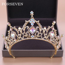 Baroque Crystal Tiara Crown Bride Hair Accessories Colorful Crystal Crown Bride's Tiaras Wedding Headpiece Princess Queen Diadem 2024 - buy cheap