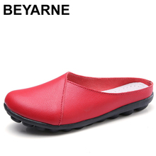 BEYARNESummer-Sandalias de cuero suave para mujer, zapatillas sin punta hechas a mano, informales, para playa, 8 colores, a la moda 2024 - compra barato
