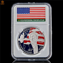 Colección de monedas conmemorativas de los famosos del arte Chapado en plata del presidente Donald Trump 45th de EE. UU. 2019 con soporte PCCB 2024 - compra barato