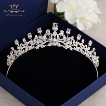Bavoen High-end Clear Shinny 4A Zircon Brides Brides Crown Tiara Silver Crystal Hairbands Evening Hair Accessories 2024 - compra barato