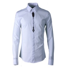 Итальянский стиль, длинный рукав, хлопок и смешанные рубашки, Мужская брендовая Модная белая мужская рубашка, однотонная Повседневная качественная рубашка, Мужская сорочка 2024 - купить недорого