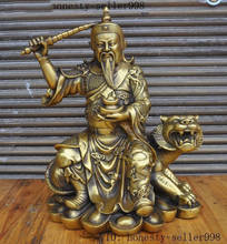 Christmas 12"Chinese Brass Rich Mammon Money Wealth God Treasure Bowl Ride Tiger Statue Halloween 2024 - buy cheap