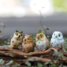 OOTDTY Resin Ute Owl Mini Dollhouse Bonsai Craft Garden Ornament DIY Plant Pots Fairy Garden Patio decor Drop Shipping 2024 - buy cheap