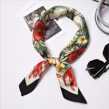 New 70x70cm Women Multifunction Polyester Silk Scarf Bows Floral Printed Satin Small Square Wraps Scarves Shawl Shawls Headband 2024 - buy cheap