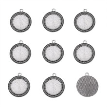 50pcs Tibetan Style Alloy Pendant Cabochon Settings for Jewelry Making DIY Antique Silver Color Tray: 25mm; 40x35x2mm Hole: 3mm 2024 - buy cheap
