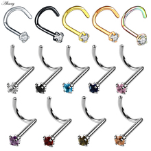 Alisouy 1PC Stainless Steel Nose Rings Studs Piercing Crystal Nariz Piercing Jewelry Twist Nose Stud Bone Girls 20g body jewelry 2024 - buy cheap