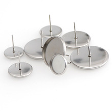 New Stainless Steel 10pcs/lot Cabochon Earring Settings Fit 10/12/16/20mm Blank Base Settings Ear Post DIY Jewelry Making 2024 - buy cheap