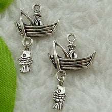 Abalorios de pescador de plata antigua de 160 piezas 29x18mm #1624 2024 - compra barato