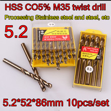 5.2*52*86mm 10pcs/set  HSS CO5% M35 Containing cobalt twist drill Processing Stainless steel and steel, etc  Free shipping 2024 - buy cheap