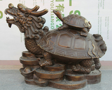 Frete grátis estátua em escultura de tartaruga, mãe, filho, dragão, riqueza chinesa em bronze de 24 polegadas s2170 2024 - compre barato