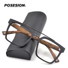 Posesion Optical Glasses Frames Men Square Optical Myopia Prescription Eyeglasses Male Wooden Frame Eyewear Spectacles 2024 - buy cheap