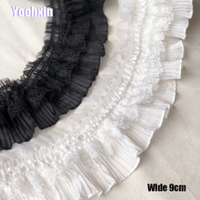 9.5cm Wide HOT white black elastic lace fabric trim ribbon collar DIY sewing applique Flower embroidered guipure Wedding decor 2024 - buy cheap