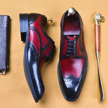 Мужская официальная обувь; оксфорды из натуральной кожи для мужчин; черные модельные туфли; Свадебная обувь; Кожаные броги на шнурках; calzado hombre; 2020 2024 - купить недорого