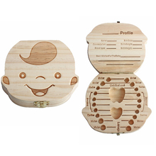 Caixa organizadora espanhola em inglês para bebês, presente criativo de madeira para meninos e meninas caixas para armazenar dentes de bebe, lembrança e coleção de dentes 2024 - compre barato