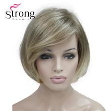 StrongBeauty-Peluca de cabello sintético para mujer, pelo corto recto degradado, con flequillo y barrido lateral, colores 2024 - compra barato
