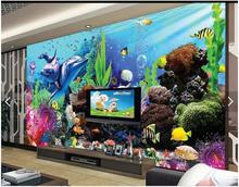 Papel tapiz de pared 3d de papel pintado con foto 3d personalizado, Fondo de acuario de mar, telón de fondo de TV 3D de peces tropicales, papel tapiz de salón para habitación 2024 - compra barato