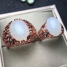 Couple Rings Set Natural Hetian Jade Lover's Ring Free shipping Finger ring Natural real l Hetian Jade 925 sterling silver 2024 - buy cheap