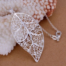 fine silver plated pendant 925-sterling-silver jewelry bright leaf pendants necklace for women men +chain SP187 2024 - buy cheap