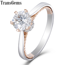 Transgems 14K White and Rose Gold 1ct 6.5mm Moissanite Engagement Ring for Women Wedding Solid Two Tones Ladies Ring 2024 - buy cheap