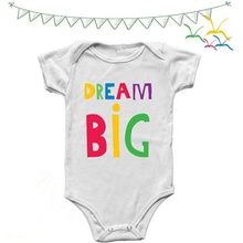 DERMSPE 2019 New Newborn Baby Boy Girl Rompers Short Sleeve Color painting Dream Big Jumpsuit Outfits Clothes 0-12M White 2024 - buy cheap
