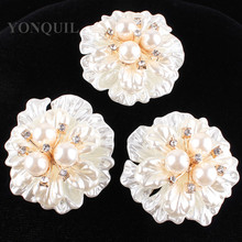 New Style Beautiful High Quality Shell Brooches Flower Peals Pins With Rhinestone Decor Women Corsage Accessories 10Pcs/Lot 2024 - buy cheap