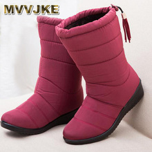 MVVJKE Women Boots black red Mid-Calf Riding Boots Russia Winter Waterproof Keep Warm Snow Boots Down Shoes 2024 - buy cheap