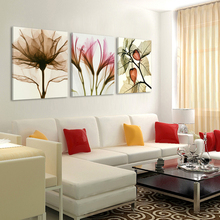 Pintura en lienzo para sala de estar y dormitorio, cuadro moderno de flores, sin marco, 3 paneles 2024 - compra barato