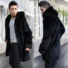 Black warm Hooded Faux Mink fur coat mens leather jacket men coats Villus autumn winter thermal Single-breasted outerwea 5XLr 2024 - buy cheap