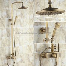 Antique Brass Bathroom Shower Faucet Bath Faucet Mixer Tap With Hand Shower Head Set Wall Mounted Brs175 2024 - buy cheap