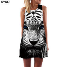 KYKU Tiger Dress Women Animal Vestido Sexy Black Office Black And White Sundress Gothic Short Womens Clothing Summer Gothic Cool 2024 - buy cheap
