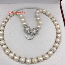 Nuevo collar de perla Edison barroca blanca natural de 11-12mm grande de moda de 20 pulgadas con cierre de leopardo sin caja 2024 - compra barato