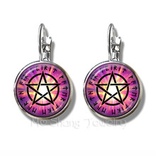 Classic Pentacle Earrings Tree of Life Picture Glass Cabochon Jewelry Silver Plated For Women Girls Children Gift 2024 - buy cheap