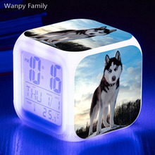 Cute Pet Dog Alarm Clock 7 Color Glowing LED Digital Alarm Clock Kids Birthday Gift Multifunction Luminous Watches Clock 2024 - buy cheap