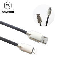 Sovawin-Microusb de aleación de Zinc, Cable elástico de carga rápida TPE, transmisión de datos para Xiaomi, Samsung y Android, 1m, 2.4A 2024 - compra barato