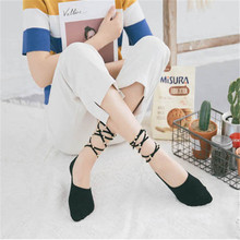 1 Pair Women Girls Fashion Beauty Short Socks Summer Pearl Straps Antiskid Invisible Liner Low Ankle Japanese Sweet Cotton Socks 2024 - buy cheap
