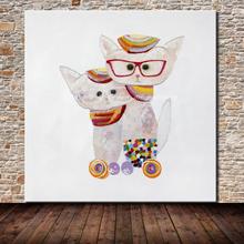 Hand Painted Abstract Love Cats Animal Oil Painting On Canvas Modern Decorative Art Wall Picture For Living Room Home Decoration 2024 - buy cheap