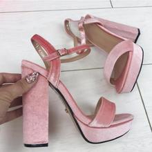 Fashion Pink Suede Platform Dress Sandals Women Chunky Heel Gladiator Sandals Shoes Sexy Super Thick Heel Party Sandals Pumps 2024 - buy cheap