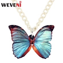 WEVENI-Collar con colgante de mariposa azul y gris acrílico para mujer, joyería de insectos a la moda, bisutería, venta al por mayor 2024 - compra barato