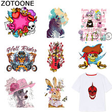 ZOTOONE Skull Stickers Animal Fashion Girl Patches Iron on Transfers for Clothes T-shirt Heat Transfer Accessory Appliques F1 2024 - buy cheap