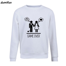 Couples : Game Over Wedding Marriage Novelty Design hoodie Fashion Casual Spring autumn Fleece Pullover Sweatshirt Hip Hop Coat 2024 - buy cheap