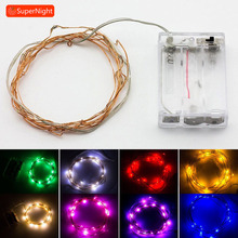 SuperNight Copper Wire LED String 2M 20LEDs Battery Operated Waterproof Single Color Fairy Light Party Wedding Home Decoration 2024 - buy cheap