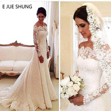 E JUE SHUNG Vintage Lace Long Sleeves Wedding Dresses Off The Shoulder Cheap Wedding Gowns Bride Dresses vestidos de novia 2024 - buy cheap