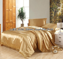Tela de seda de mora teñida de Juegos de cama de seda, 4 Uds., color lujoso, champán, rey, reina, doble 100%, ls2133 2024 - compra barato