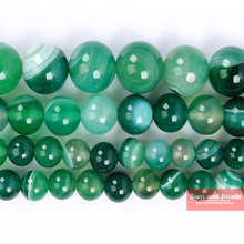 Cuentas redondas sueltas de ágata a rayas verdes, piedra Natural, 4, 6, 8, 10, 12MM, tamaño a elegir para la fabricación de joyas SAB03 2024 - compra barato