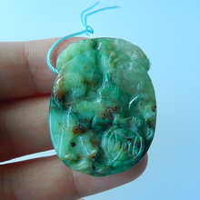 Carved Natural stone Chrysocolla Pendant,37x28x8mm,15.07g 2024 - buy cheap
