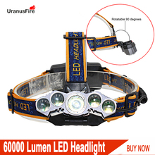 Фонарь налобный светодиодный Uranusfire, 6000 лм, зарядка через USB 2024 - купить недорого